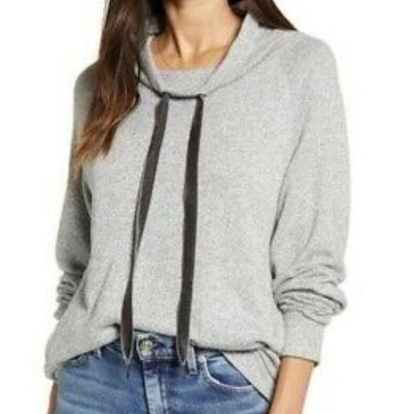 RAILS Melange Gray Faith Drawstring Cowl Neck Sweatshirt Size Medium - Picture 2 of 5